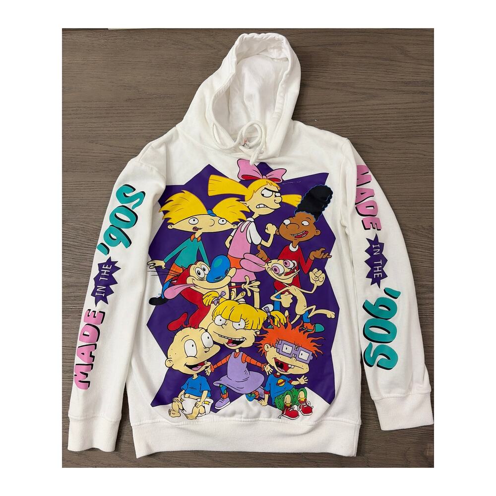 Nickelodeon Rugrats Hoodie Sweatshirt White Vintage Graphic  Size Small